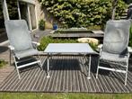Verstelbare campingtafel en twee verstelbare camingstoelen, Ophalen, Gebruikt, Campingtafel