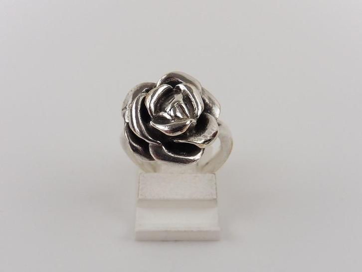 Zilveren damesring roos (klemring)                       Z62, Sieraden, Tassen en Uiterlijk, Ringen, Gebruikt, Dame, Kleiner dan 17