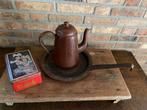 Brocante oud blik/koffiepot/smeedijzeren pan, Ophalen of Verzenden