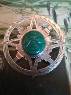 Zilveren Azteken broche/hanger, Sieraden, Tassen en Uiterlijk, Broches, 4 tot 7 cm, Ophalen of Verzenden, Zo goed als nieuw, Met edelsteen