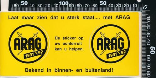 Sticker: Arag - 1991 - 1992, Verzamelen, Stickers, Zo goed als nieuw, Bedrijf of Vereniging, Verzenden
