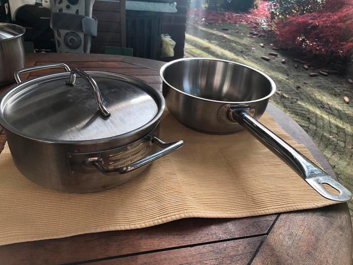 t.k.ATAG RVS sauteuse en kookpan 20cm INDUCTIE, Huis en Inrichting, Keuken | Potten en Pannen, Zo goed als nieuw, Pannenset, Rvs