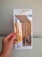 6x Gouden RVS rietjes met schoonmaakborsteltje (xenos), Ophalen, Overige materialen, Overige typen, Nieuw