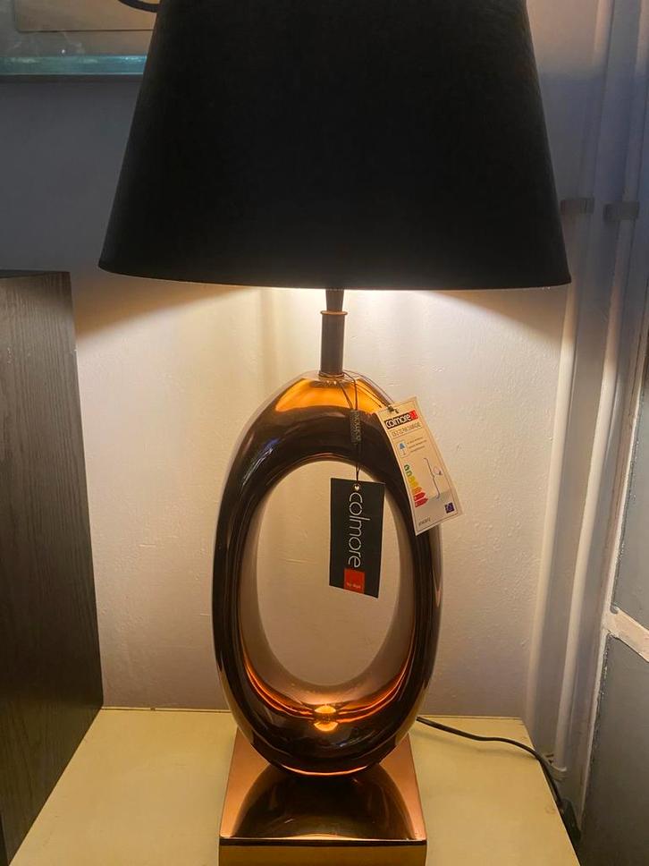 Colmore Tafellamp met bruine Kap, Huis en Inrichting, Lampen | Tafellampen, Gebruikt, 50 tot 75 cm, Glas, Ophalen of Verzenden