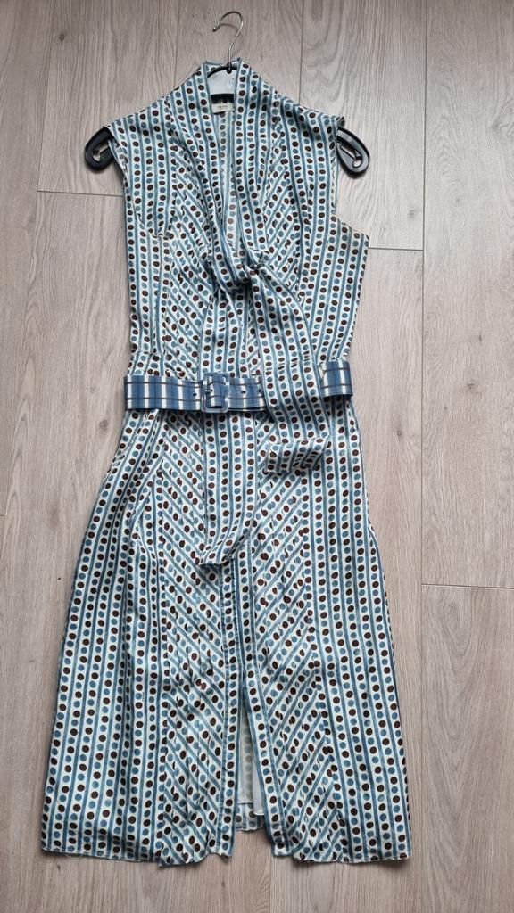 Prachtige zijden Prada zomerjurk, mt IT42, Kleding | Dames, Jurken, Gedragen, Maat 36 (S), Blauw, Knielengte, Ophalen of Verzenden