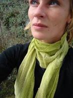 Nieuwe handgemaakte zijden/juten sjaal lichtgroen 157x33 cm, Ophalen of Verzenden, Nieuw, Maat 46/48 (XL) of groter, Sjaal