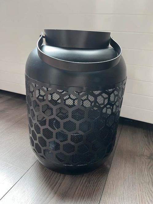 ⚠️️ OPRUIMING! Windlicht metaal mat zwart, Huis en Inrichting, Woonaccessoires | Kandelaars en Kaarsen, Zo goed als nieuw, Minder dan 25 cm
