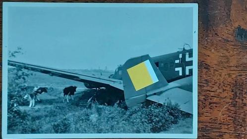 Junkers JU-52 noodlanding/neergestort bij Delft 10 mei 1940, Verzamelen, Luchtvaart en Vliegtuigspotten, Gebruikt, Kaart, Foto of Prent