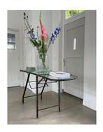 Industriële oude onderzoekstafel, side table, consoletafel, Ophalen of Verzenden