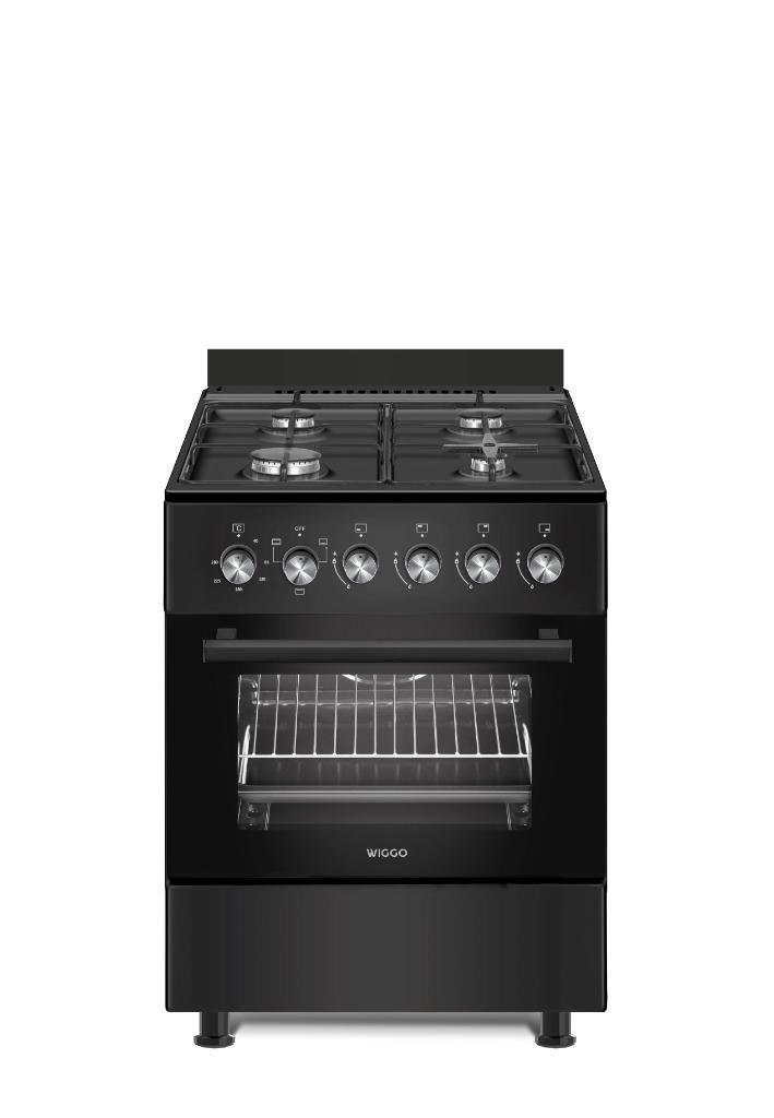 Wiggo WO E603R Gasfornuis 60 cm | 50% korting, Witgoed en Apparatuur, Fornuizen, Gebruikt, Vrijstaand, Gas, 4 kookzones, 85 tot 90 cm