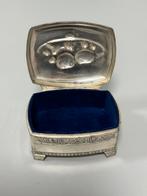 Antiek zilver juwelendoosje sieradendoos fluwelen voering, Antiek en Kunst, Ophalen of Verzenden