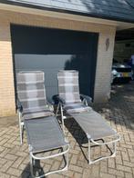 2  alluminium camping  stoelen - voeten bank - 2 kussens, Ophalen, Campingstoel