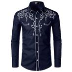 Cowboy overhemd 1 / blauw western heren mannen linedance, Verzenden, Nieuw, Blauw, Overige halswijdtes
