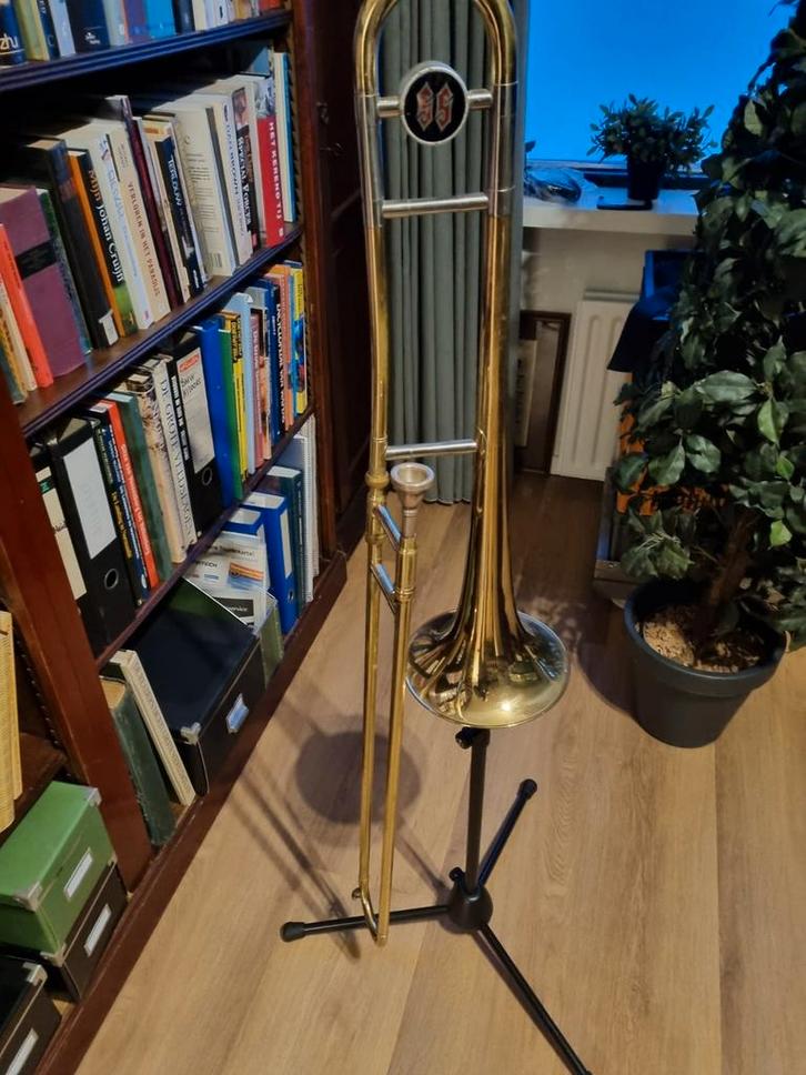 Kleine Trombone - Ideaal voor Carnaval!, Muziek en Instrumenten, Blaasinstrumenten | Trombones, Gebruikt, Tenor, Ophalen of Verzenden