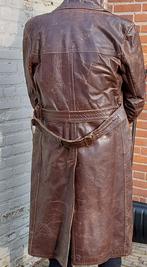 Oude Leren Lange Jas - Bijna Carnaval!, Ophalen of Verzenden, Gedragen, Bruin, Onbekend