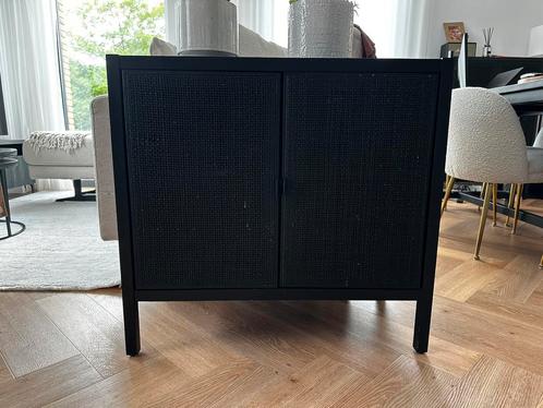 webbing dressoir “Morris” Leen Bakker - zwart - 75x80x40, Huis en Inrichting, Kasten | Dressoirs, Gebruikt, 50 tot 100 cm, 25 tot 50 cm