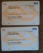 2 Dagkaarten van de Nederlandse Spoorwegen vrij reizen., Twee personen, Trein, Nederland, Algemeen kaartje