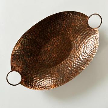 Prachtige grote ovale koperen (fruit-, of decoratie) schaal. beschikbaar voor biedingen