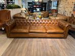 Stoere XL industriële Chesterfield 4 zits bank Cognac Bruin, Ophalen of Verzenden, Zo goed als nieuw, 75 tot 100 cm, 200 tot 250 cm