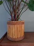 Retro Vintage grote bloempot split bamboe jaren 60-70, Tuin en Terras, Bloempotten, Rond, Ophalen of Verzenden, Aardewerk, Minder dan 40 cm