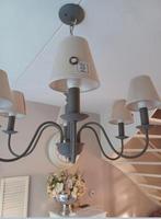 Brocante Kroonluchter 6-arms + Kapjes & Lampen, Huis en Inrichting, Lampen | Hanglampen, Ophalen of Verzenden