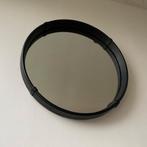 jaren 60 70 ronde spiegel leren rand Deens design, Gebruikt, Rond, Ophalen of Verzenden, Minder dan 100 cm