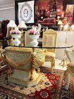 Luxe eettafel / tafel met 4 stoelen en salontafel barok, 100 tot 150 cm, Antiek / klassiek, Vier personen, Ovaal