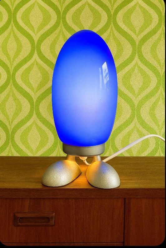 Ikea Fjorton Dino Egg Lamp - Space Age, Huis en Inrichting, Lampen | Tafellampen, Zo goed als nieuw, Minder dan 50 cm, Glas, Metaal