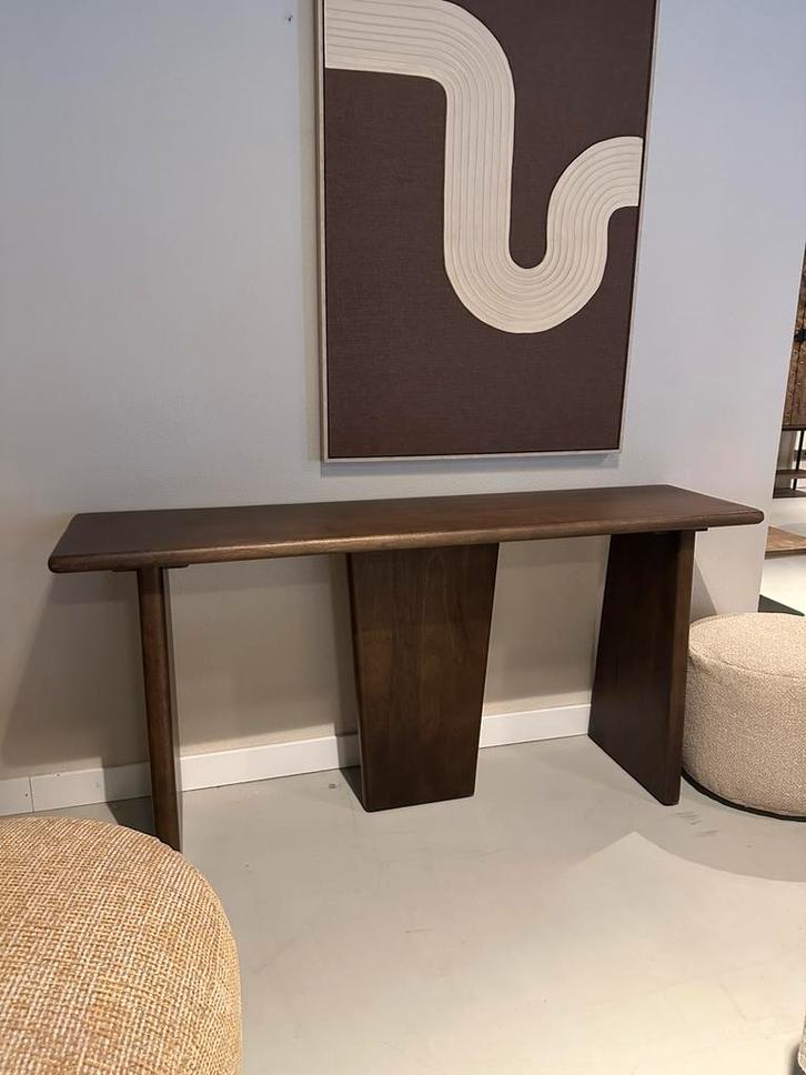 Luxe Sidetable walnoot bruin 160cm | Wandtafel Mangohout, Huis en Inrichting, Tafels | Sidetables, Nieuw, 25 tot 50 cm, 150 tot 200 cm