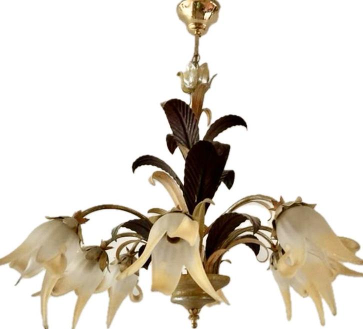 Hanglamp Hans Kögl stijl Murano glas, Huis en Inrichting, Lampen | Hanglampen, 50 tot 75 cm, Glas, Metaal, Ophalen