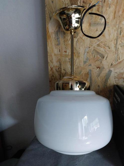 art deco gispen schoollamp 1955, lang , pracht hanglamp, Huis en Inrichting, Lampen | Hanglampen, Gebruikt, 75 cm of meer, Glas