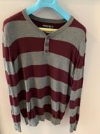 Grijs/bordeauxrode Gestreepte dunne heren trui Kenvelo / XL, Maat 56/58 (XL), Ophalen of Verzenden, Zo goed als nieuw, Grijs