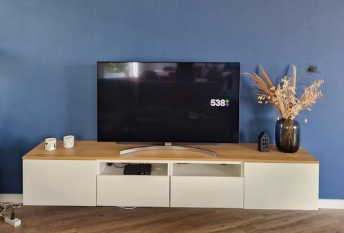 Zwevend tv meubel met eikenhout blad - 240cm, Huis en Inrichting, Kasten | Televisiemeubels, Zo goed als nieuw, Minder dan 100 cm