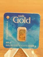 Nadir, 0.025 gram .995 goud in kaartje (1-10), Postzegels en Munten, Edelmetalen en Baren, Goud, Ophalen of Verzenden