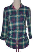 HOLLISTER geruite blouse, tuniekje, groen/blauw, Mt. S, Hollister, Zo goed als nieuw, Maat 36 (S), Verzenden