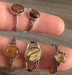 Gouden rutiel en titanium ringen 925 zilver verstelbaar, Sieraden, Tassen en Uiterlijk, Ophalen of Verzenden, Nieuw