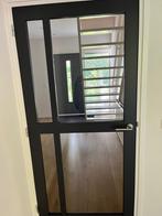 Houten Glazen Binnendeur Grijs, Ophalen, 80 tot 100 cm, Binnendeur, Zo goed als nieuw