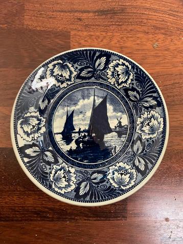 Antiek Delfts Blauw Wandbord Boch Holland Zeilboten Molen De beschikbaar voor biedingen