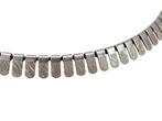 Vrolijk zilveren vintage zonnecollier, ketting, choker., Verzenden, Zilver, Ketting