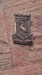 Verzilverd speldje broche den haag ooievaar 's Gravenhage, Antiek en Kunst, Ophalen of Verzenden