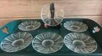 6 vintage glazen gebaksbordjes per 6:, Ophalen of Verzenden, Bord(en), Overige stijlen, Glas