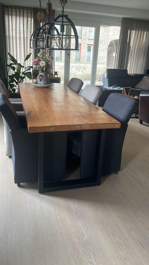 mangohouten tafel, Huis en Inrichting, Tafels | Eettafels, Gebruikt, 50 tot 100 cm, 200 cm of meer, Vijf personen of meer, Rechthoekig