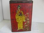 Groot, rood blik met afbeeldingen van Japanse dames., Ophalen, Gebruikt, Overige, Overige merken