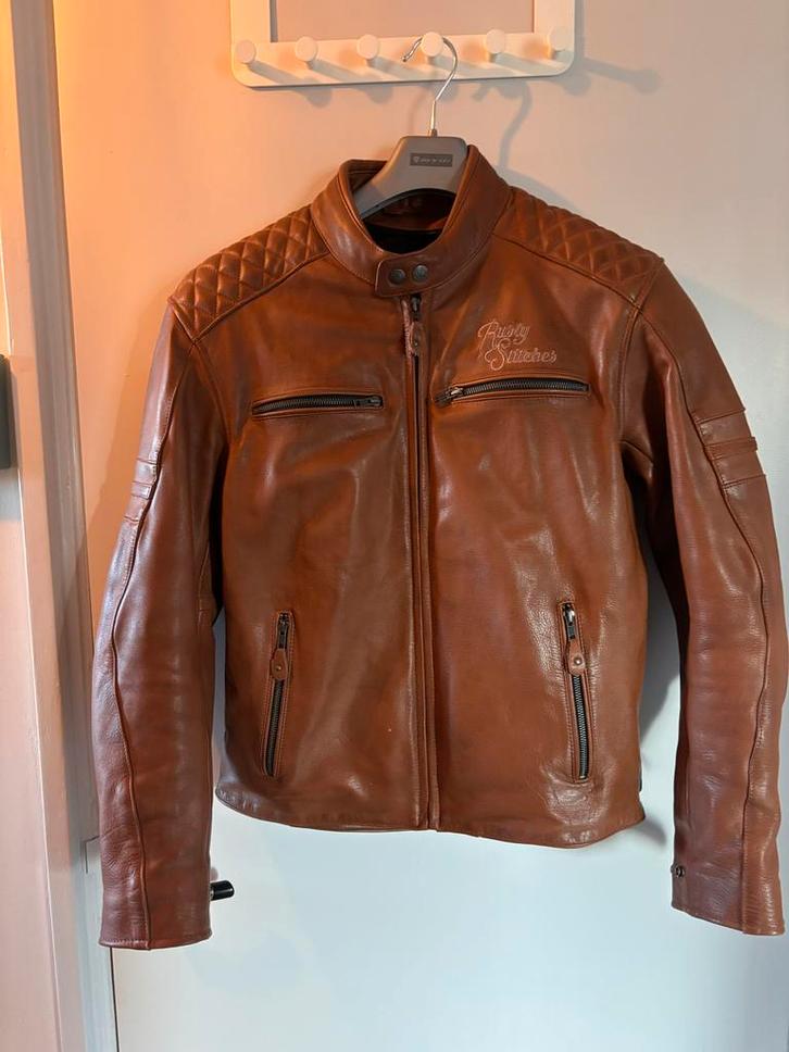 Rusty Stitches Cognac Leren Motorjas, Motoren, Kleding | Motorkleding, Jas | leer, Heren, Tweedehands, Ophalen of Verzenden