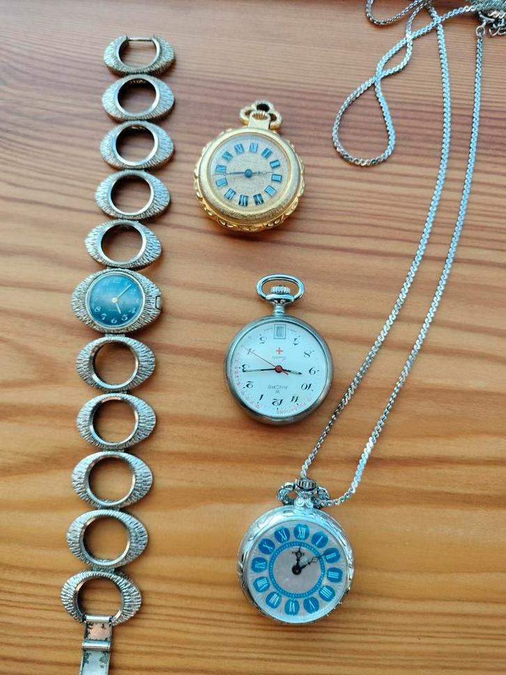 Vintage horloges., Sieraden, Tassen en Uiterlijk, Horloges | Antiek, Overige merken, Met bandje, Met ketting, Verguld, Ophalen