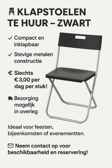 Klapstoelen zwart te huur beschikbaar voor biedingen