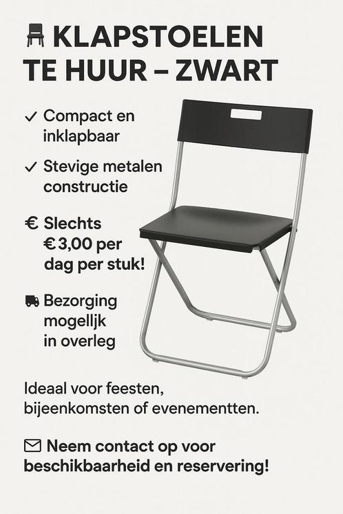 Klapstoelen zwart te huur, Tuin en Terras, Tuinstoelen, Zo goed als nieuw, Inklapbaar, Ophalen