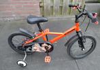 Kinderfiets 16 inch oranje B-twin, Ophalen, Gebruikt, 16 tot 20 inch, Zijwieltjes