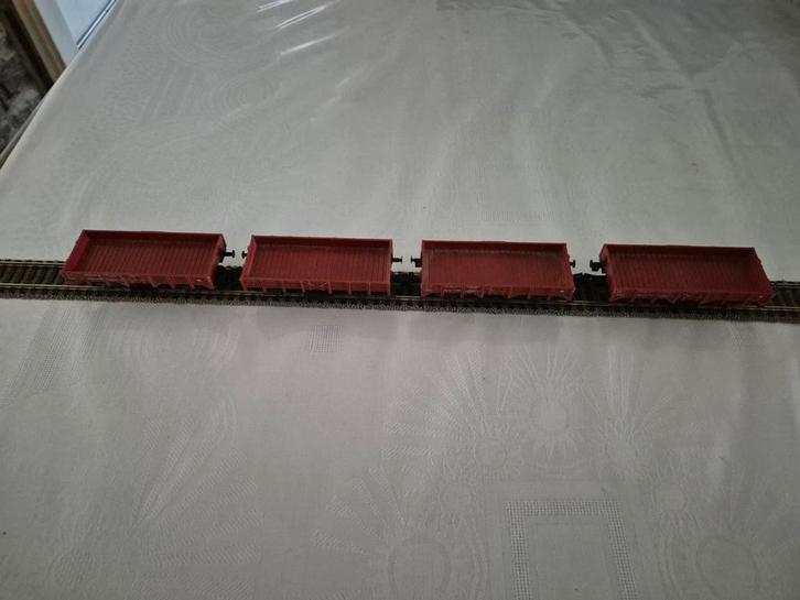 4 Fleischmann open goederenwagons, Hobby en Vrije tijd, Modeltreinen | H0, Zo goed als nieuw, Wagon, Gelijkstroom, Fleischmann