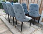 6 Mooie Grijs Velvet Eetkamerstoelen, Stoelen, Huis en Inrichting, Stoelen, Ophalen, Zo goed als nieuw, Grijs, Vijf, Zes of meer stoelen